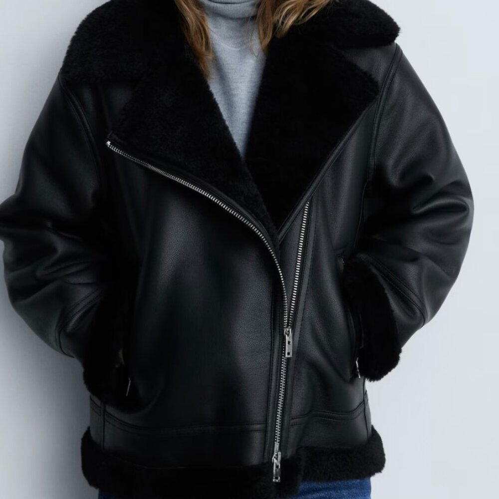 Mango - Jacket with shearling-effect lining - L